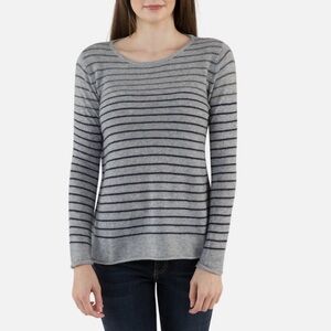 Velvet Cashmere Ombré Gray Striped Sweater